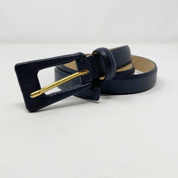 Vintage Navy Blue 100% Leather Belt by Renfrew M - Picture 5 of 5